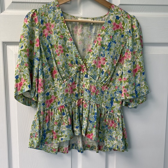 Notes du Nord silk top with flutter sleeves - Picture 2 of 8